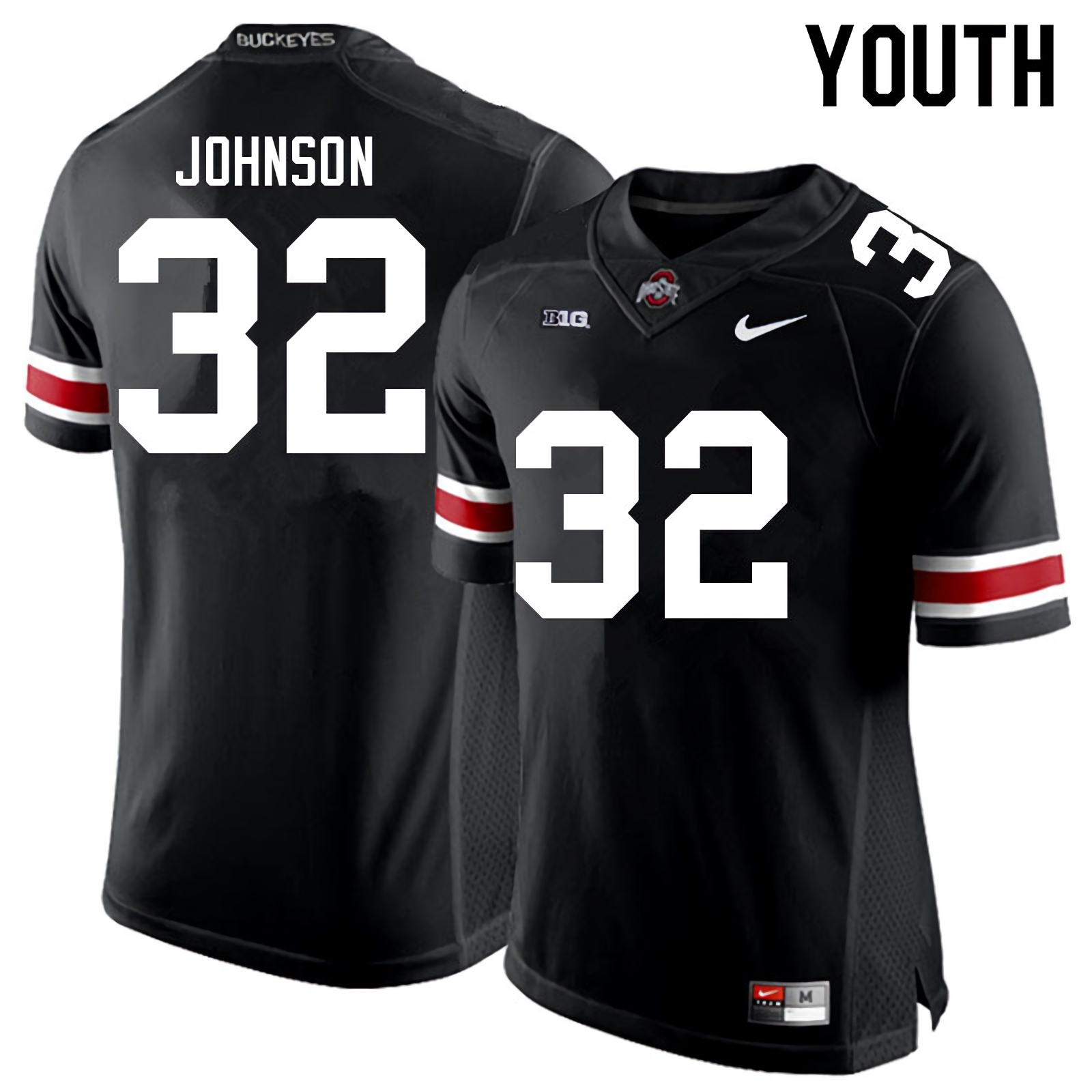 Jakailin Johnson Ohio State Buckeyes Youth NCAA #32 Black White Number College Stitched Football Jersey QTG5456BG